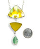 Yellow Flower Vintage Pottery & Yellow Sea Glass Triple Necklace