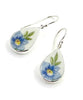Blue Flower Vintage Pottery Tear Drop Earrings