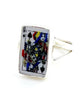 Queen of Spades Playing Card Rectangle Vintage Pottery Ring- Size 7