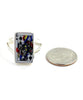 Queen of Spades Playing Card Rectangle Vintage Pottery Ring- Size 7