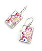 Red & Yellow Flower Vintage Pottery Large Rectangle Single Drop Earrings