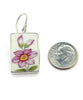 Big Pink Flower Vintage Pottery Large Rectangle Single Drop Earrings