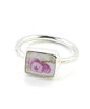 Subtle Pink flower with Leaves Vintage Pottery Ring- Size 5