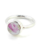 Tiny Pink flower with Leaves Vintage Pottery Ring- Size 5.5