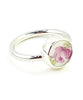 Tiny Pink flower with Leaves Vintage Pottery Ring- Size 5.5