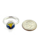 Blue and Yellow Vintage Pottery Ring- Size 5
