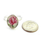Oval Pink Rose with Leaves Vintage Pottery Ring- Size 5