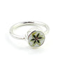 Simple Green & Brown Flower Vintage Pottery Ring- Size 5