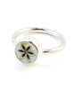 Simple Green & Brown Flower Vintage Pottery Ring- Size 5