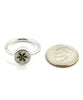 Simple Green & Brown Flower Vintage Pottery Ring- Size 5