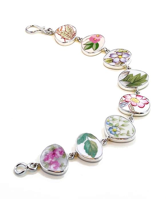 Leaves and Flowers Vintage Pottery Natural Shape Bracelet - 8