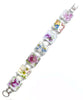 Various Delicate Flowers Vintage Pottery Double Link Rectangle Bracelet - 7 1/2