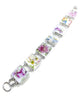 Various Delicate Flowers Vintage Pottery Double Link Rectangle Bracelet - 7 1/2