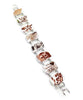 Brown & White Transfer Ware Vintage Pottery Double Link Shard Bracelet - 7 1/2
