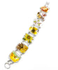 Various Yellow Flower Vintage Pottery Double Link Shard Bracelet - 7