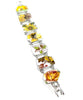 Various Yellow Flower Vintage Pottery Double Link Shard Bracelet - 7