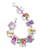 Pink Roses Vintage Pottery Rectangle Shape Bracelet - 7 3/4