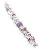 Various PInk Flowers Vintage Pottery Double Link Rectangle Bracelet -8 1/4