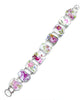 Various PInk Flowers Vintage Pottery Double Link Rectangle Bracelet -8 1/4