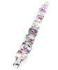 Various PInk Flowers Vintage Pottery Double Link Rectangle Bracelet -8 1/4