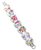 Pink Flowers Vintage Pottery Double Link Rectangle Bracelet - 7 1/2