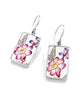 Big Red Flower Vintage Pottery Rectangle Single Drop Earrings