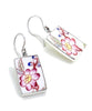 Big Red Flower Vintage Pottery Rectangle Single Drop Earrings