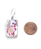 Big Red Flower Vintage Pottery Rectangle Single Drop Earrings
