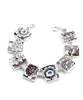 Brown & White Flower Vintage Pottery Rectangle Shape Bracelet - 7 1/2
