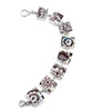 Brown & White Flower Vintage Pottery Rectangle Shape Bracelet - 7 1/2