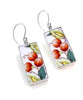 Big Orange Flower Buds Vintage Pottery Rectangle Single Drop Earrings