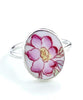Pink & Yellow Flower Vintage Pottery Oval Ring- Size 9