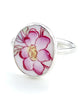 Pink & Yellow Flower Vintage Pottery Oval Ring- Size 9