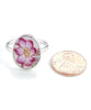 Pink & Yellow Flower Vintage Pottery Oval Ring- Size 9