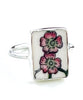 Double Cherry Blossom Rectangle Vintage Pottery Ring- Size 9