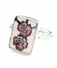 Double Cherry Blossom Rectangle Vintage Pottery Ring- Size 9