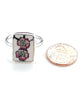 Double Cherry Blossom Rectangle Vintage Pottery Ring- Size 9