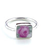 Delicate Pink Rose Vintage Pottery Rectangle Ring- Size 8