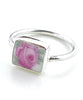 Delicate Pink Rose Vintage Pottery Rectangle Ring- Size 8