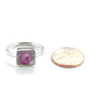 Delicate Pink Rose Vintage Pottery Rectangle Ring- Size 8