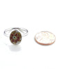 Brown & Green Flower Oval Vintage Pottery Ring- Size 8