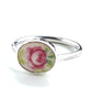 Delicate Soft Red Rose Vintage Pottery Oval Ring- Size 8