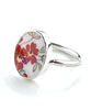 Orange Flowers Vintage Pottery Oval Ring- Size 8