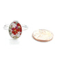 Orange Flowers Vintage Pottery Oval Ring- Size 8