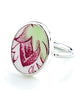 Simple Rose Bud Vintage Pottery Oval Ring- Size 8.5