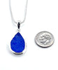Flower Textured Blue Sea Glass Simple Pendant on Silver Chain