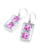 Double Roses Vintage Pottery Large Rectangle Single Drop Earrings