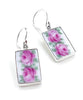 Double Roses Vintage Pottery Large Rectangle Single Drop Earrings