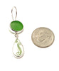 Green Sea Glass & Green Swirl Vintage Pottery Double Drop Earrings