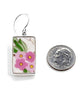 Leafy Pink Flowers Vintage Pottery Large Rectangle Single Drop Earrings